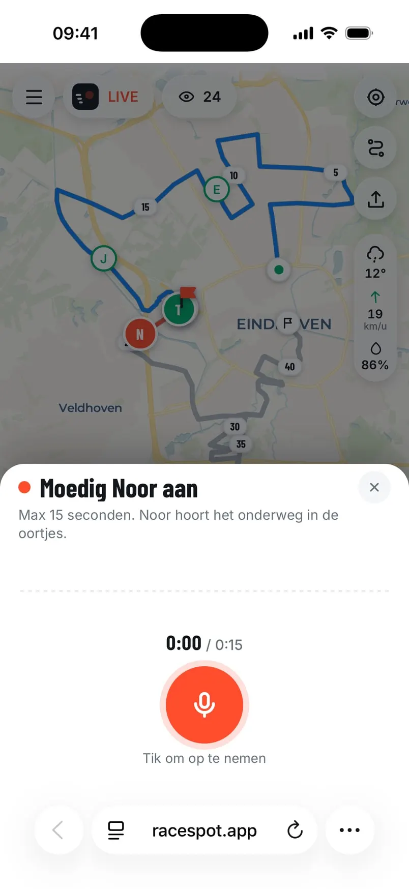 Een aanmoediging inspreken op de volgpagina