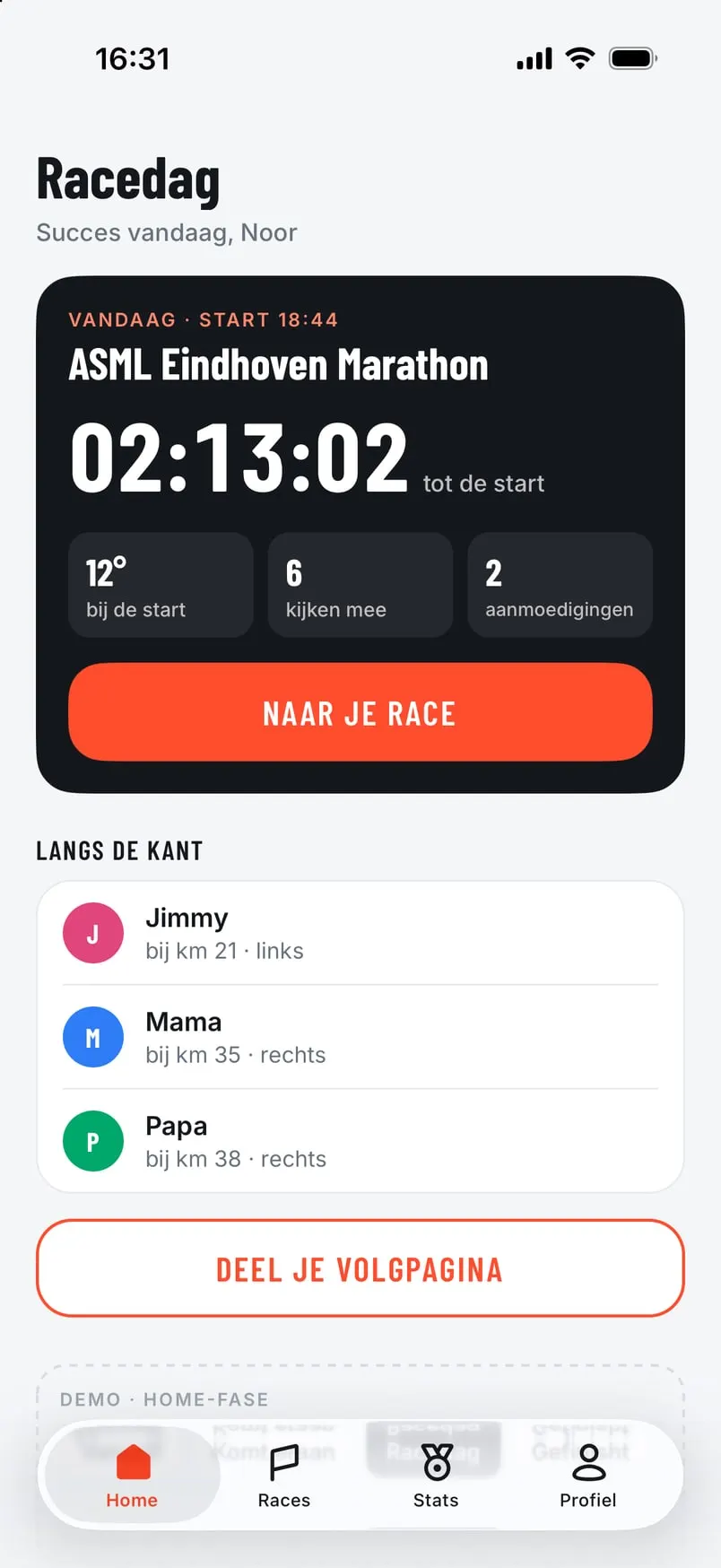 Racedag in de app
