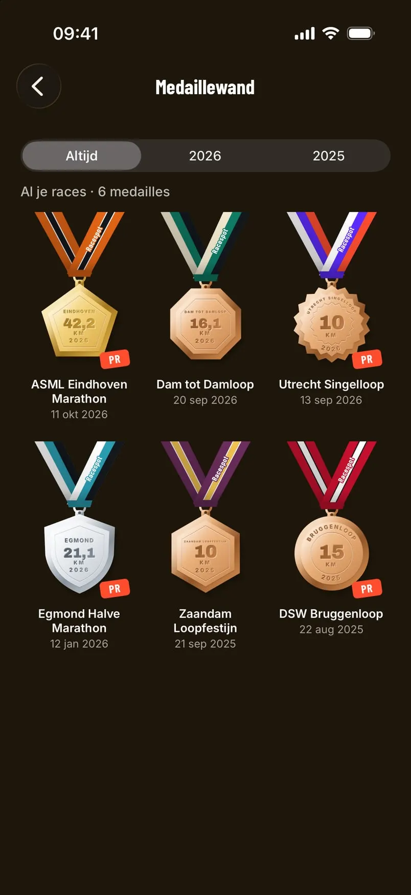 Medaillewand in de app